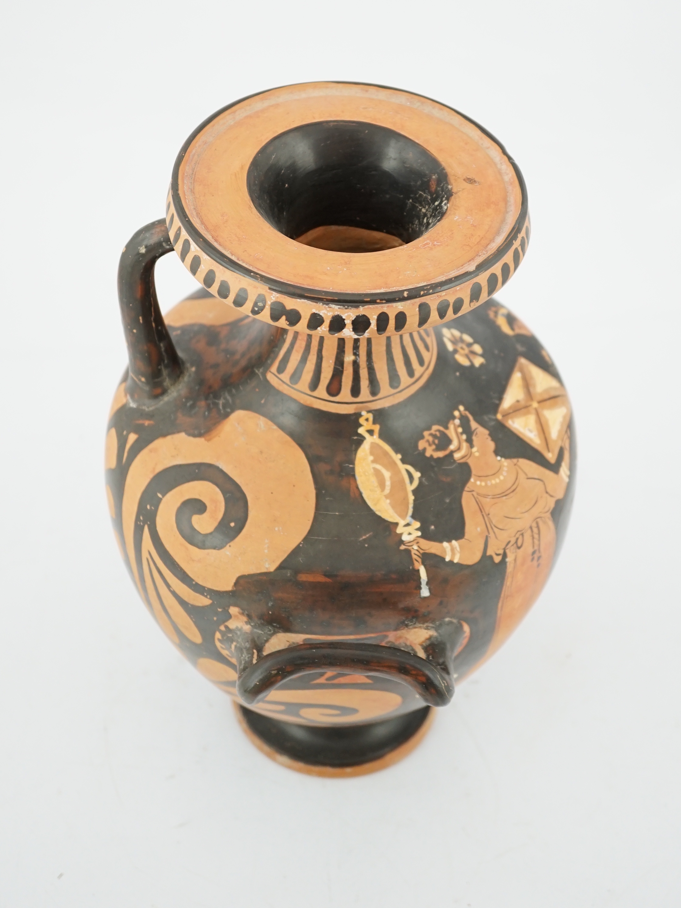 A Greek Apulian Red-Figured Hydria, 4th century BC, manner of the circle of the Darius and Underworld painters, some restoration and cracks